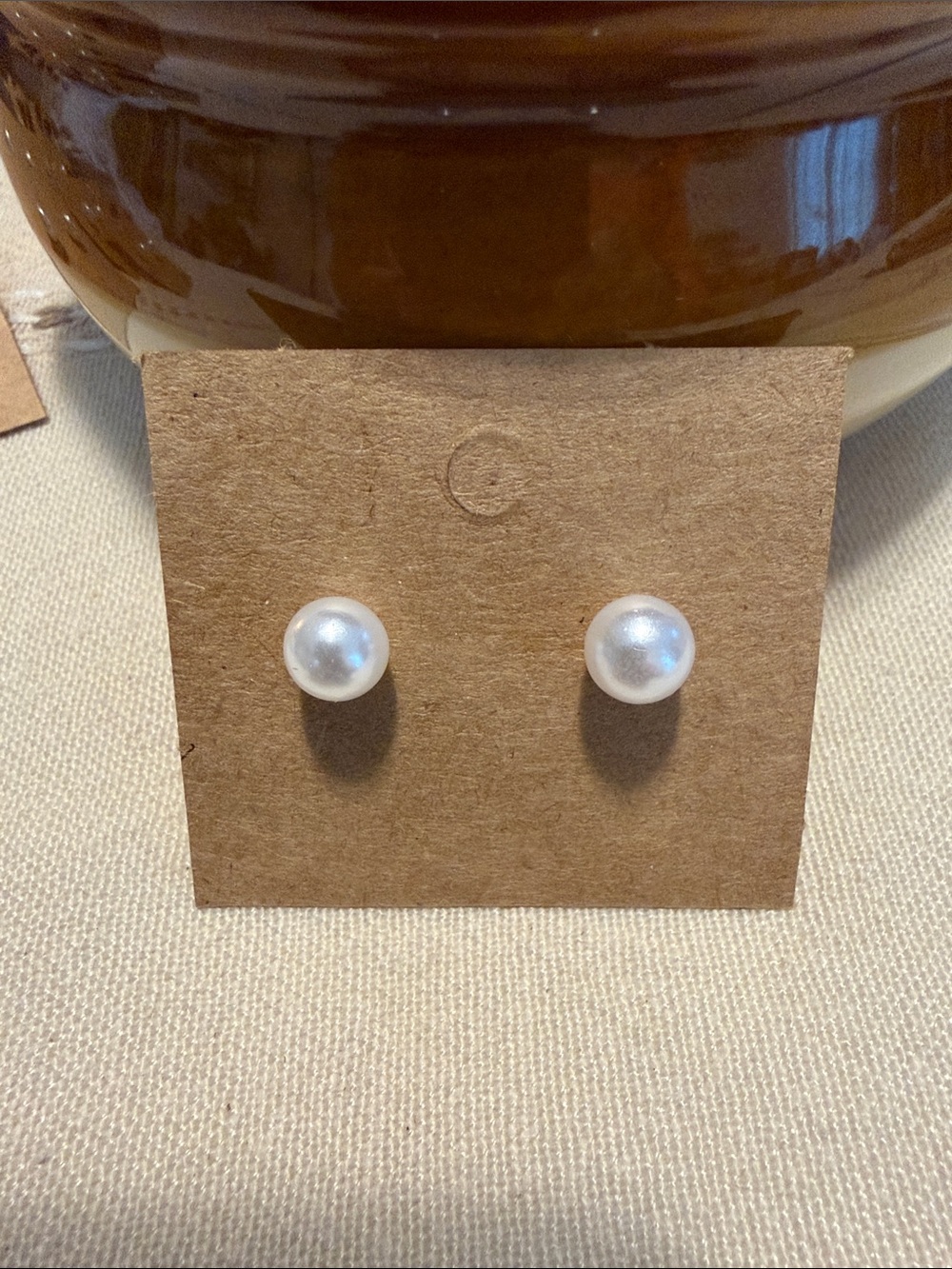 Classic White Pearl Stud Earrings - Unbranded